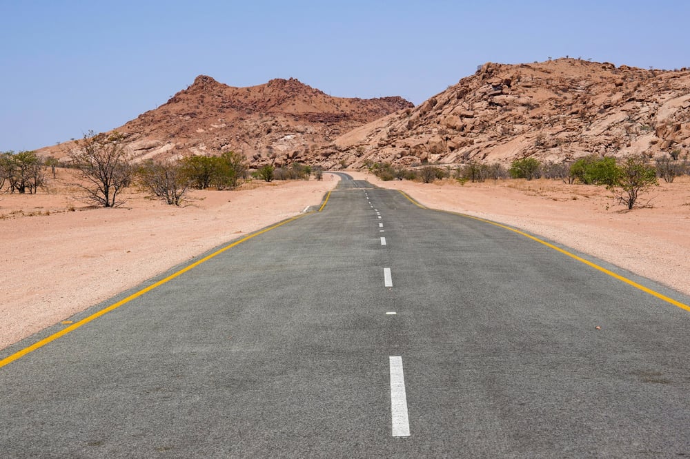 Road through the desert of Namibia
