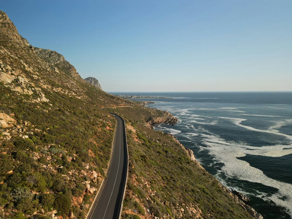 Road with beautiful view on sea and mountain
