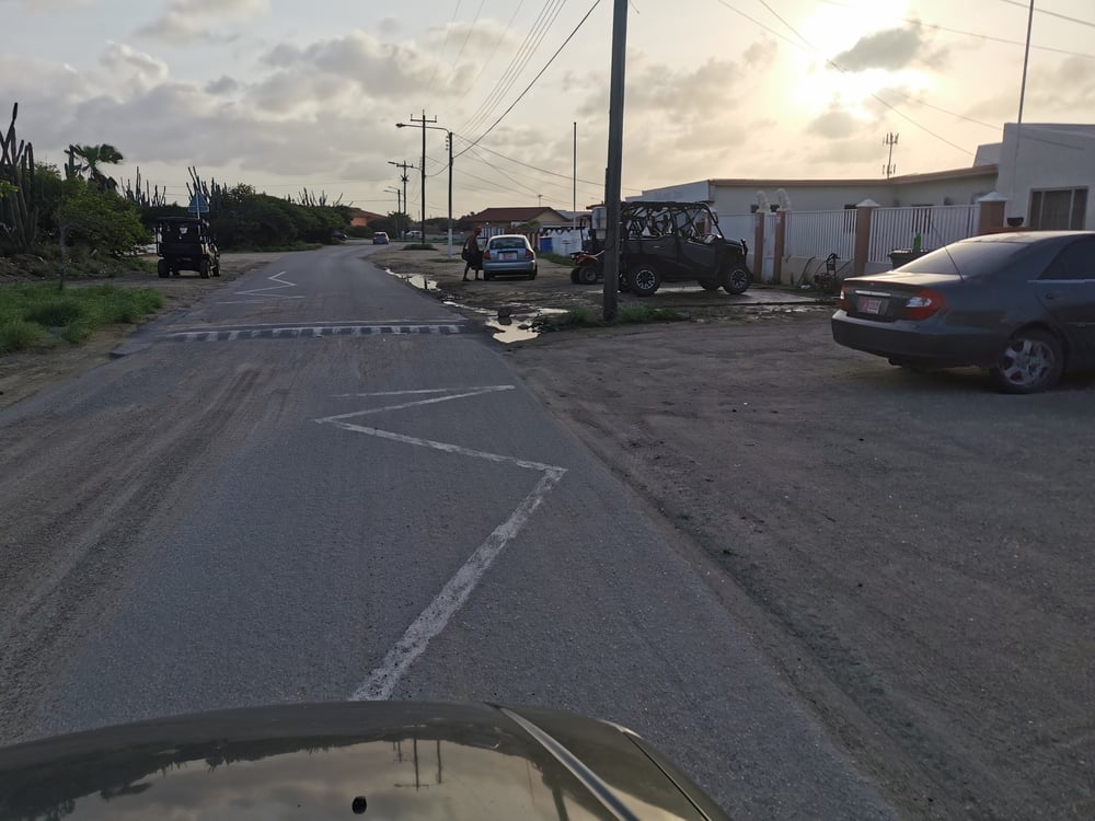 Speed bumps on the road in Aruba