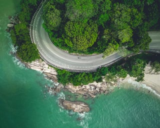 Winding road along coast in Malaysia