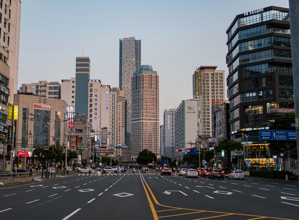 City with roads in South Korea