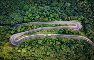 Winding road through jungle in Sri Lanka