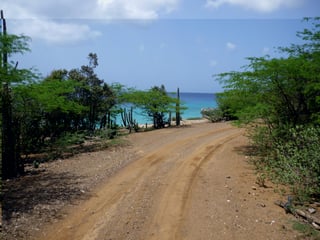 Dirt road to Flamingo lake Bonaire