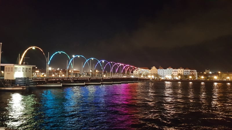 Bridge in Willemstad during the night with lights