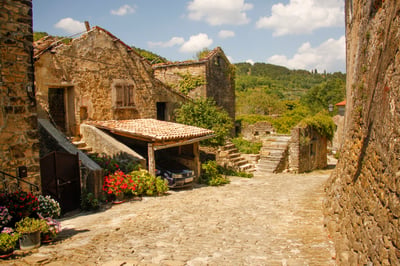 A small village road in the mountains of Croatia.