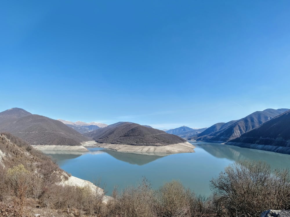 Lake surrounded by mountains in Geaorgie (Europe)