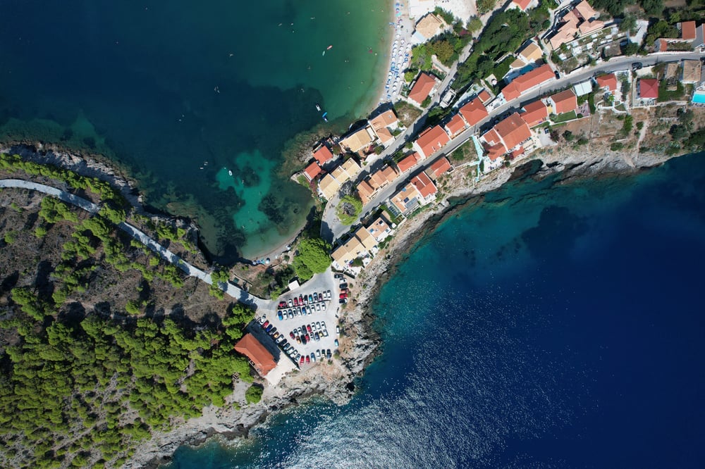 View on coast village on Kefalonia, Greece