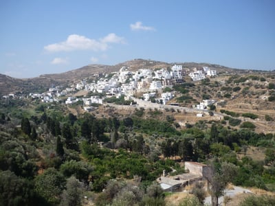 View of the mountains overlooking the town of Naxos.
