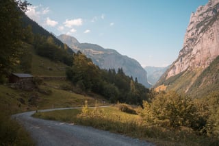 Road between the mountains in Switzerland