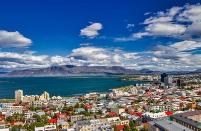 Reykjavik, Iceland, on a clear sunny day