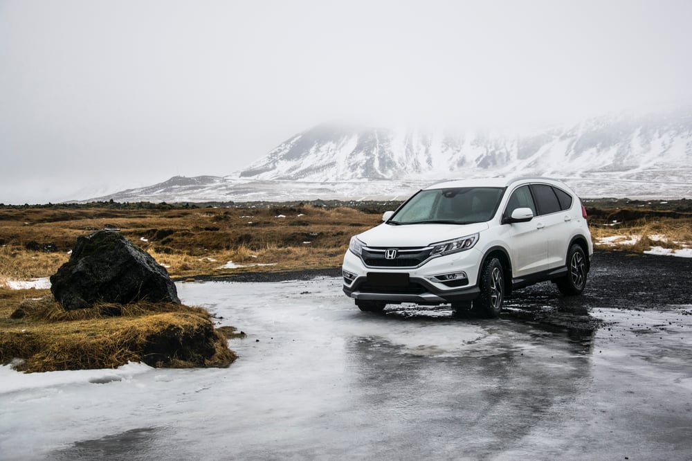 Slippery inland roads in Iceland in summer