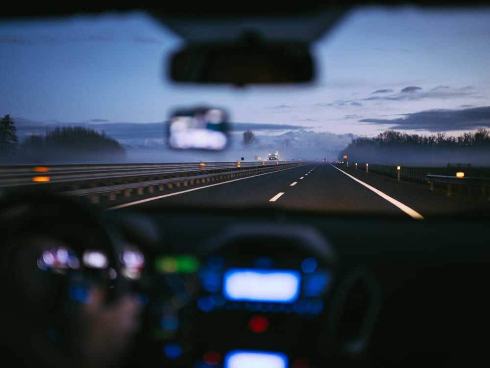 On the road with a rental car in Italy
