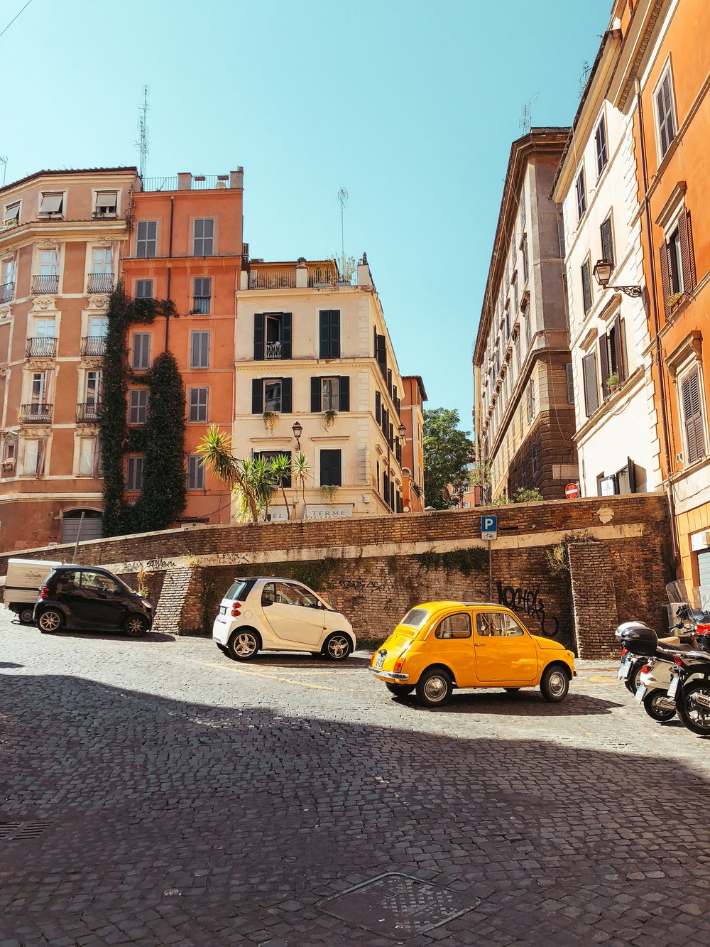 Cars parked in Rome