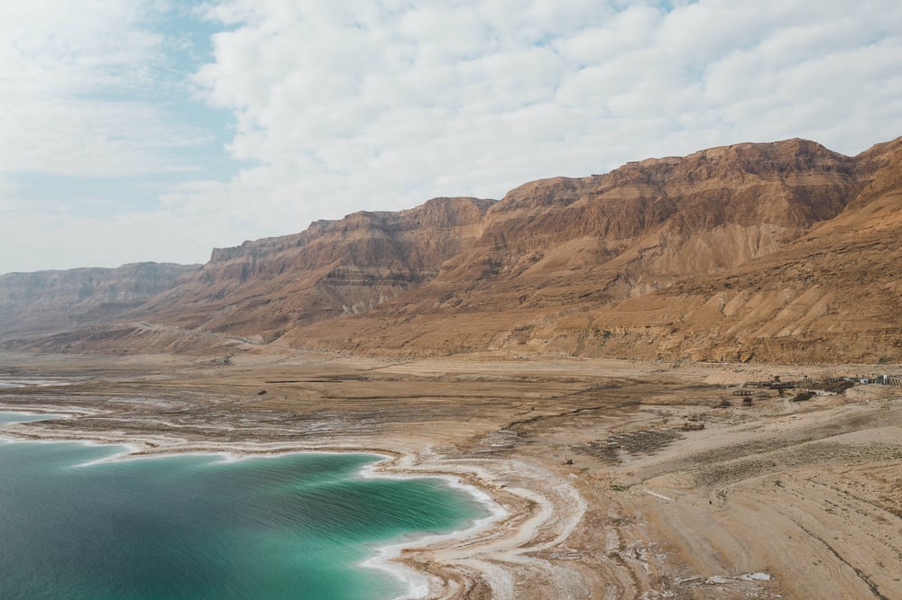 A view of the Dead Sea from the rental car