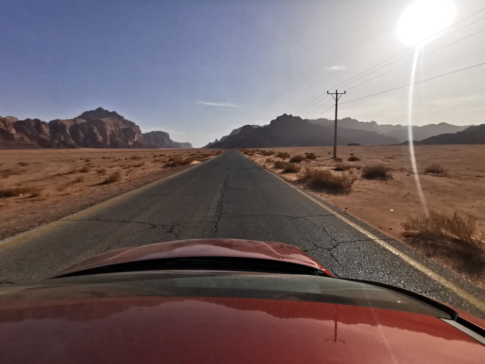  With a rental car in Jordan, you would drive on paved roads