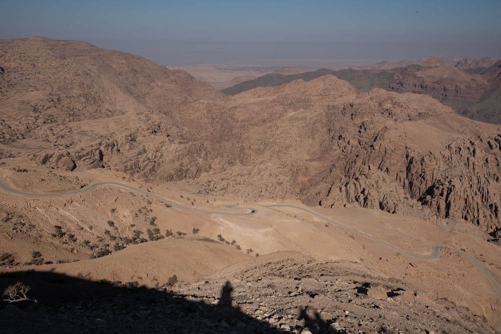 Winding roads on a road trip through the mountains