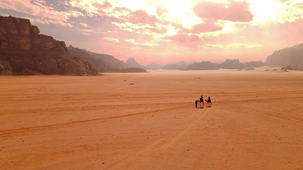 Wadi Rum and camels, Jordan