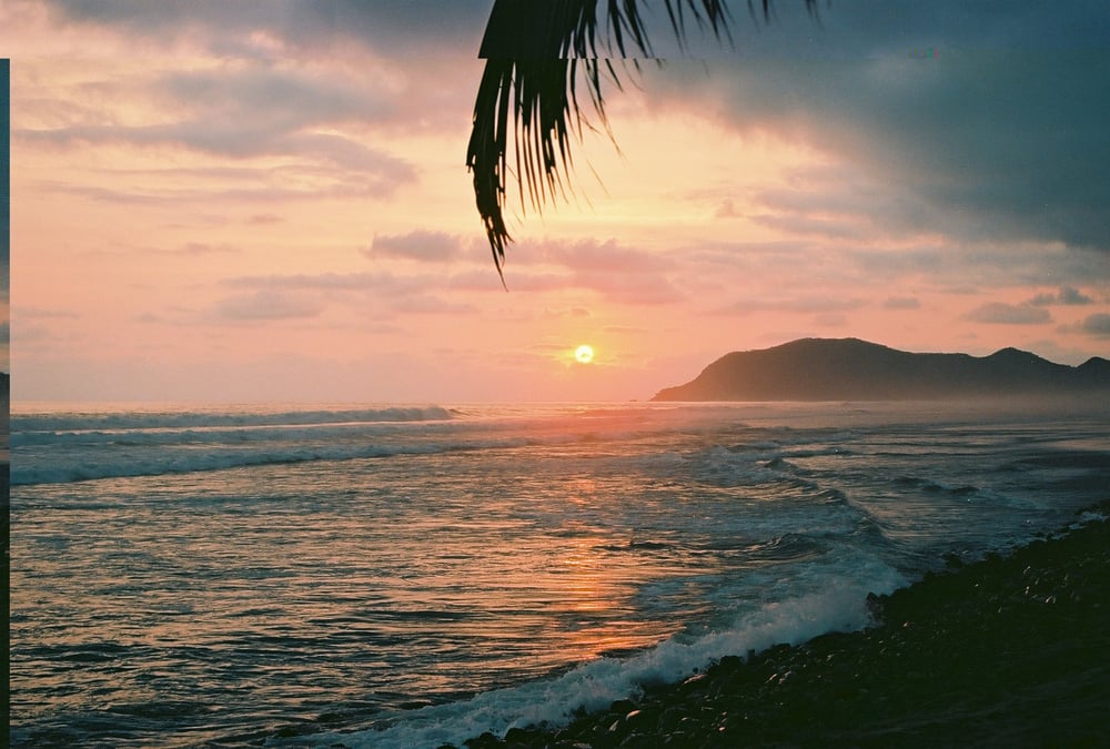 Beautiful sunset on the beach in Michoacan Mexico