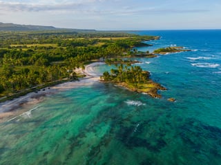 View from the air on the coast of the Dominican Republic