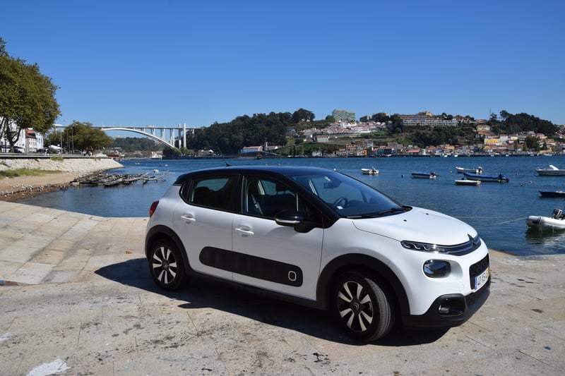 White car at harbour in Portugal