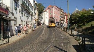 A tram on the streets of Lisbon