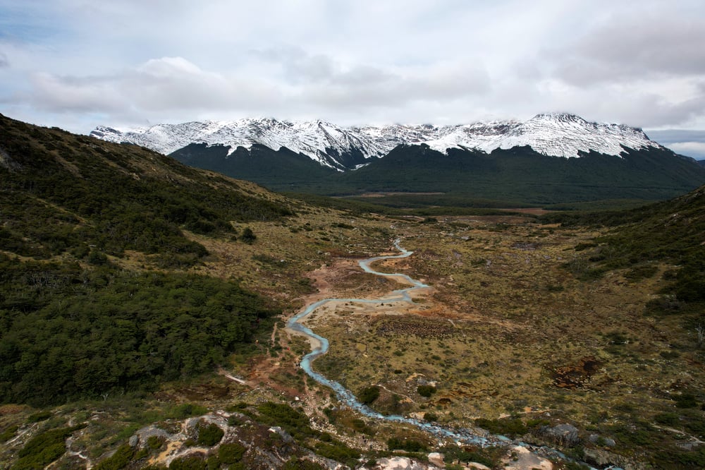 View on a road in a green valley in Argentina