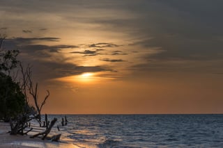 Sunset on a beach in Suriname